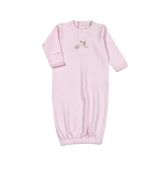 Pink Welcome Baby Hand Embroidered Gown - Doodlebug's Children's Boutique