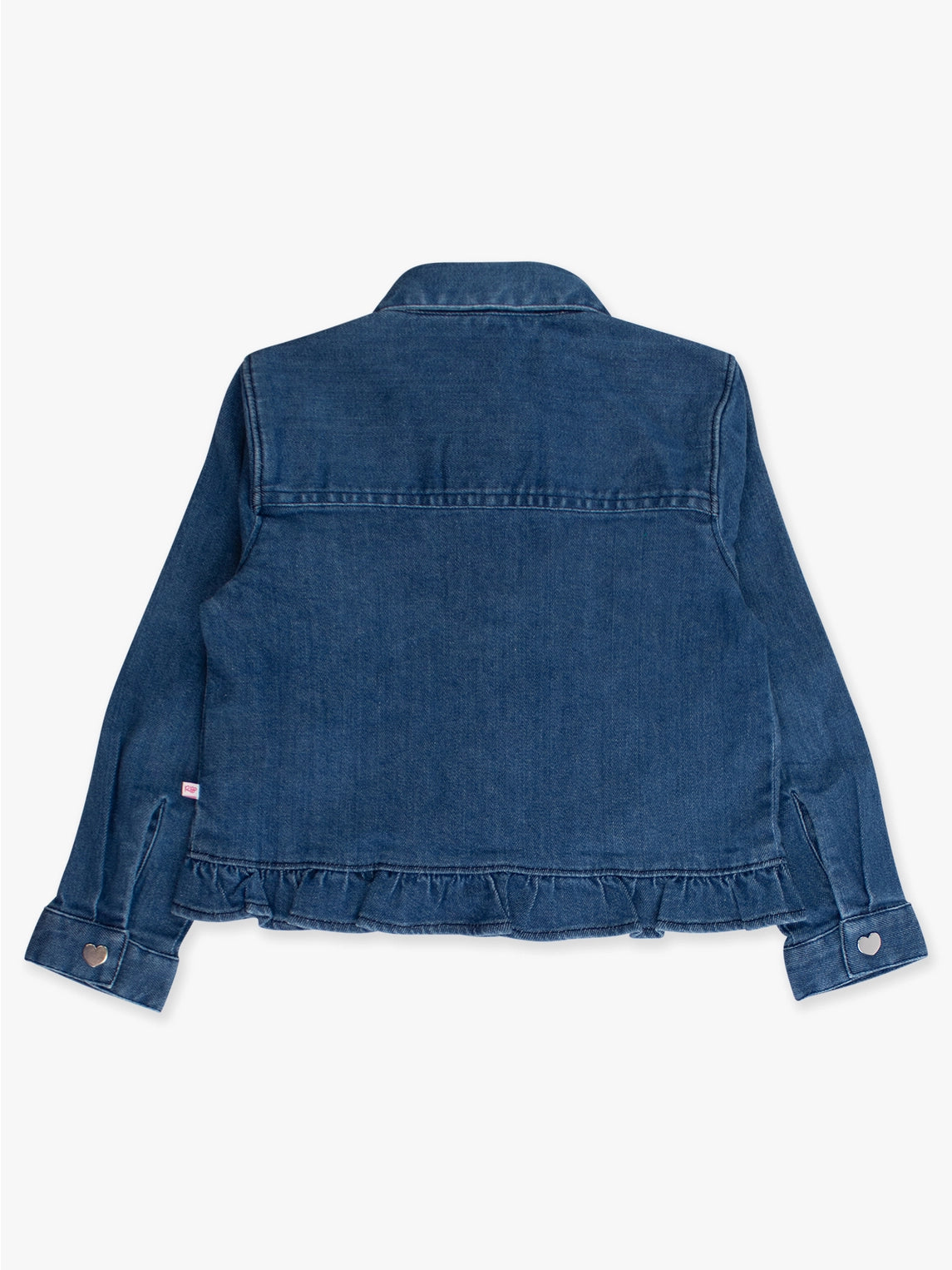 Medium Wash Stretch Denim Ruffle Jacket
