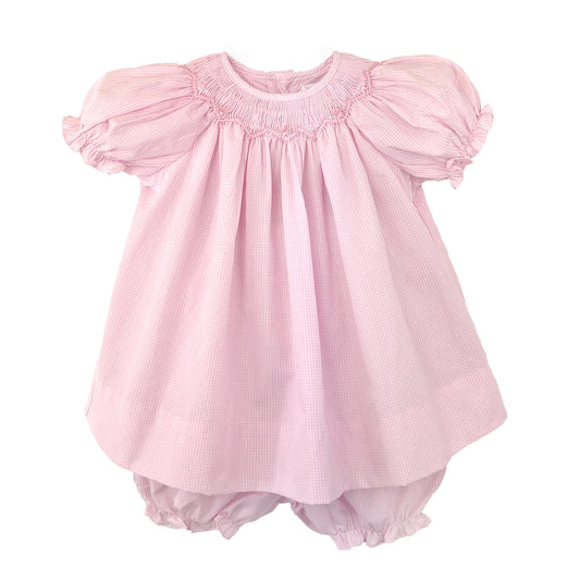 Pink Gingham Newborn Bishop Dress Set - Doodlebug's Children's Boutique