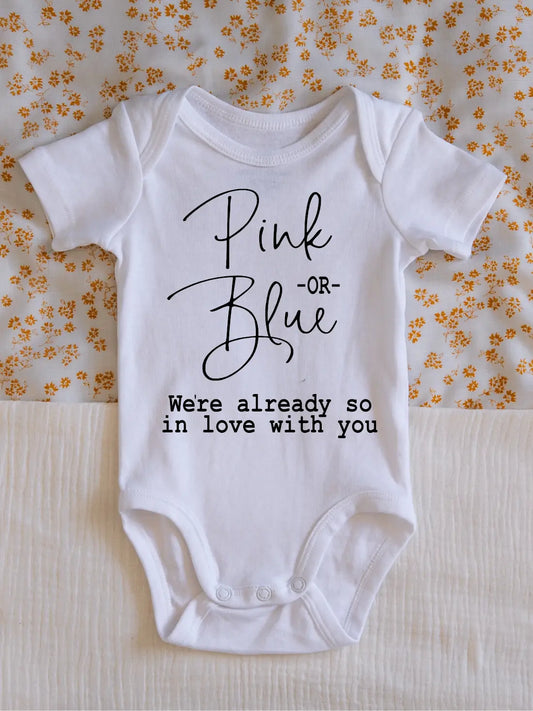 Pink or Blue Pregnancy Announcement Onesie  - Doodlebug's Children's Boutique