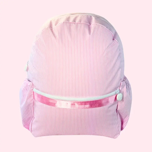 Wipeable PInk Preppy Stripe Medium Backpack with Pockets