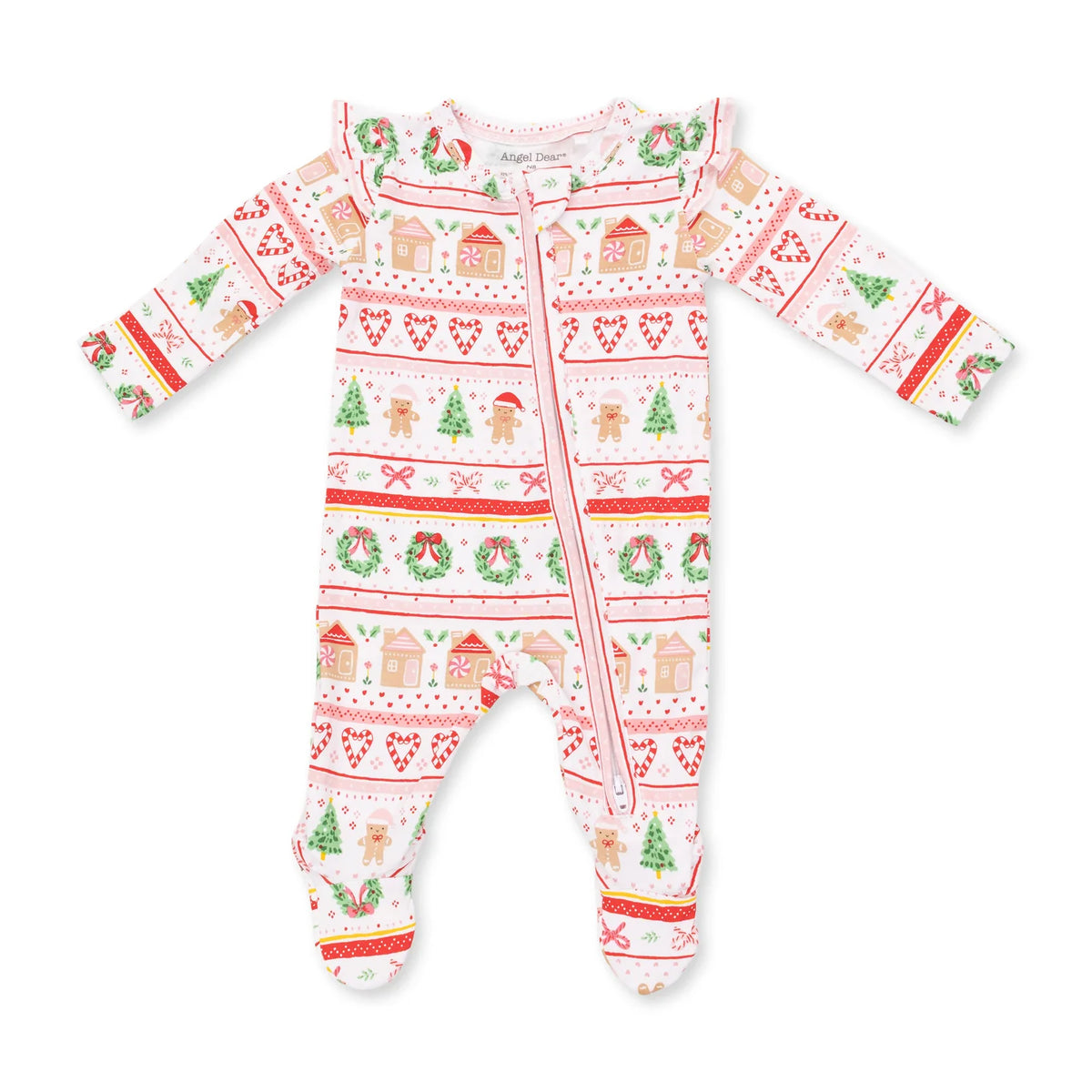 Gingerbread Fair Isle 2 Way Zipper Ruffle Back Footie - Doodlebug's Children's Boutique