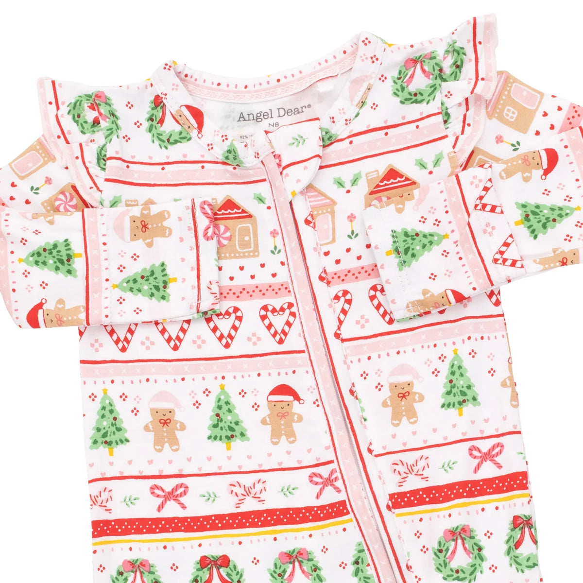 Gingerbread Fair Isle 2 Way Zipper Ruffle Back Footie - Doodlebug's Children's Boutique