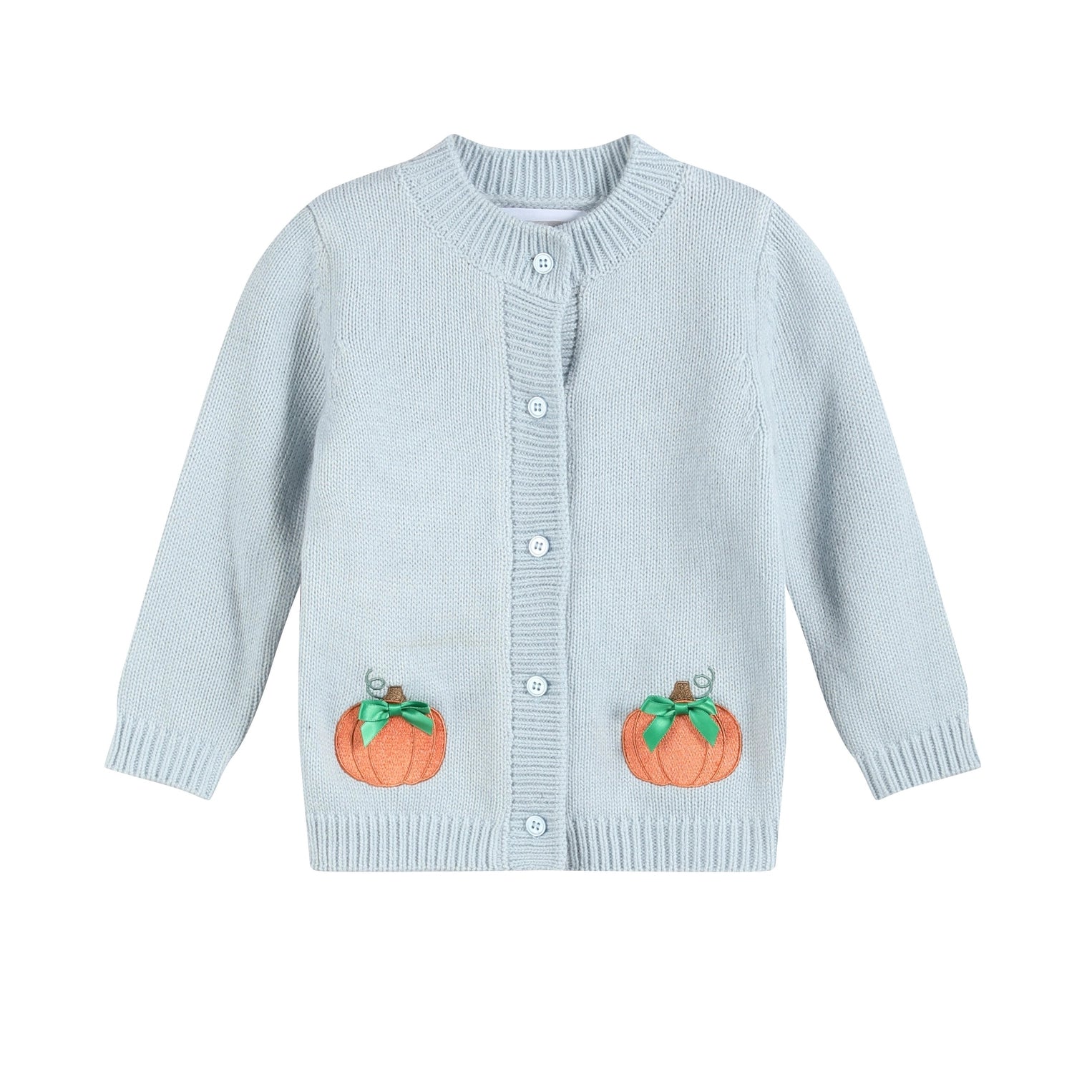 Light Blue Pumpkin Knit Cardigan - Doodlebug's Children's Boutique