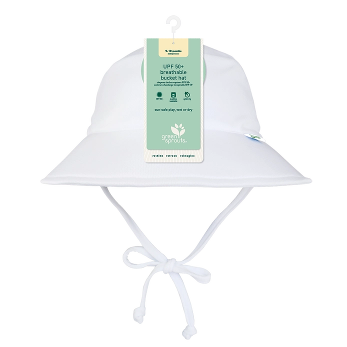 Breathable Sun Protection Bucket Hat in White  - Doodlebug's Children's Boutique