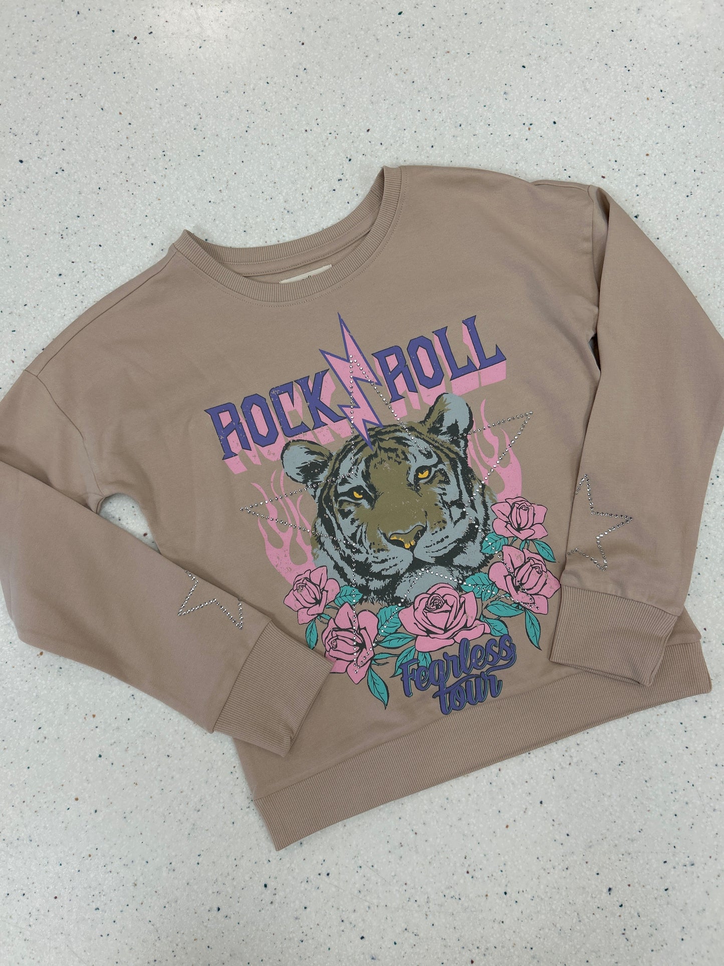 Rock & Roll Rhinestone Tiger Sweatshirt  - Doodlebug's Children's Boutique