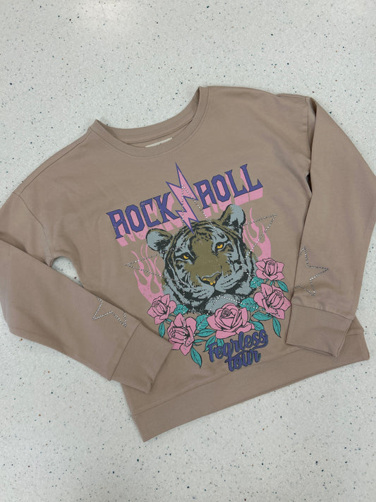 Rock & Roll Rhinestone Tiger Sweatshirt  - Doodlebug's Children's Boutique