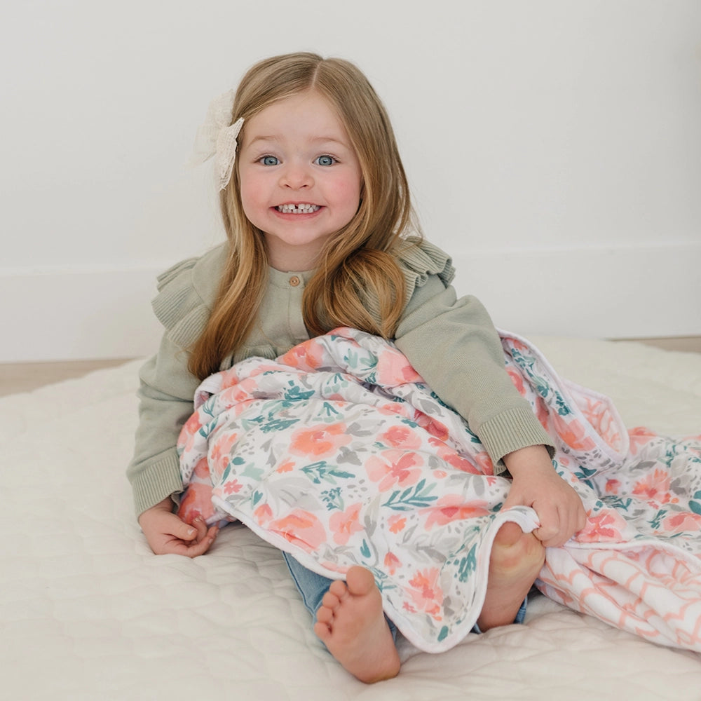 Floret + Trellis Classic Muslin Snuggle Blanket  - Doodlebug's Children's Boutique