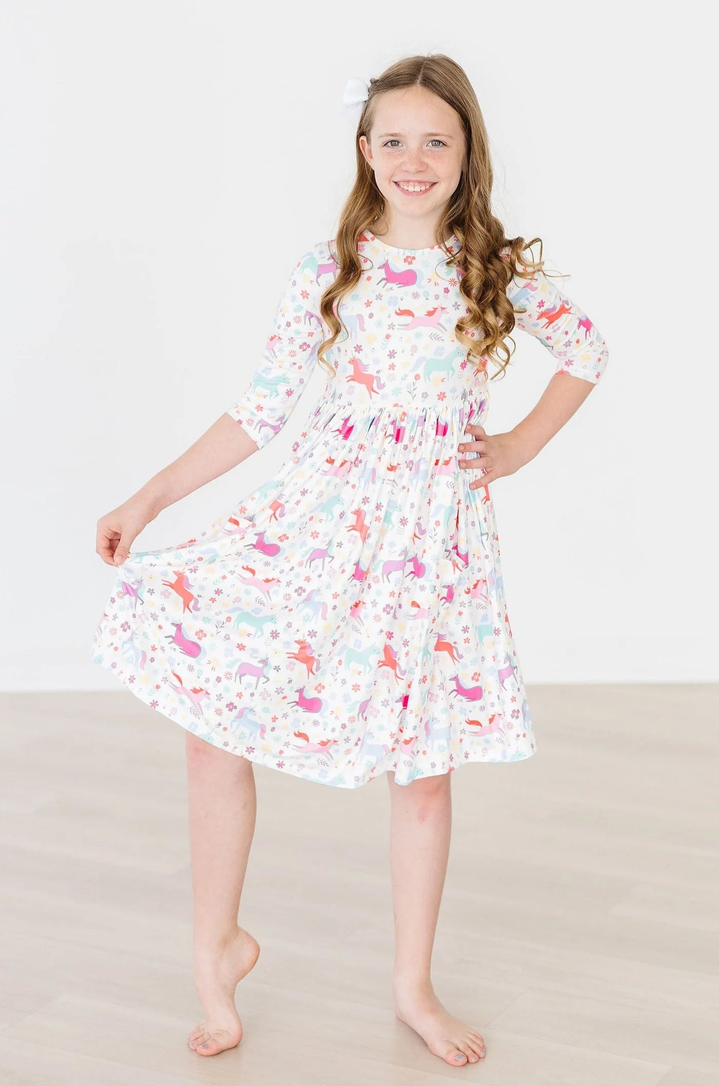 Unicorn Wish 3/4 Sleeve Dress  - Doodlebug's Children's Boutique