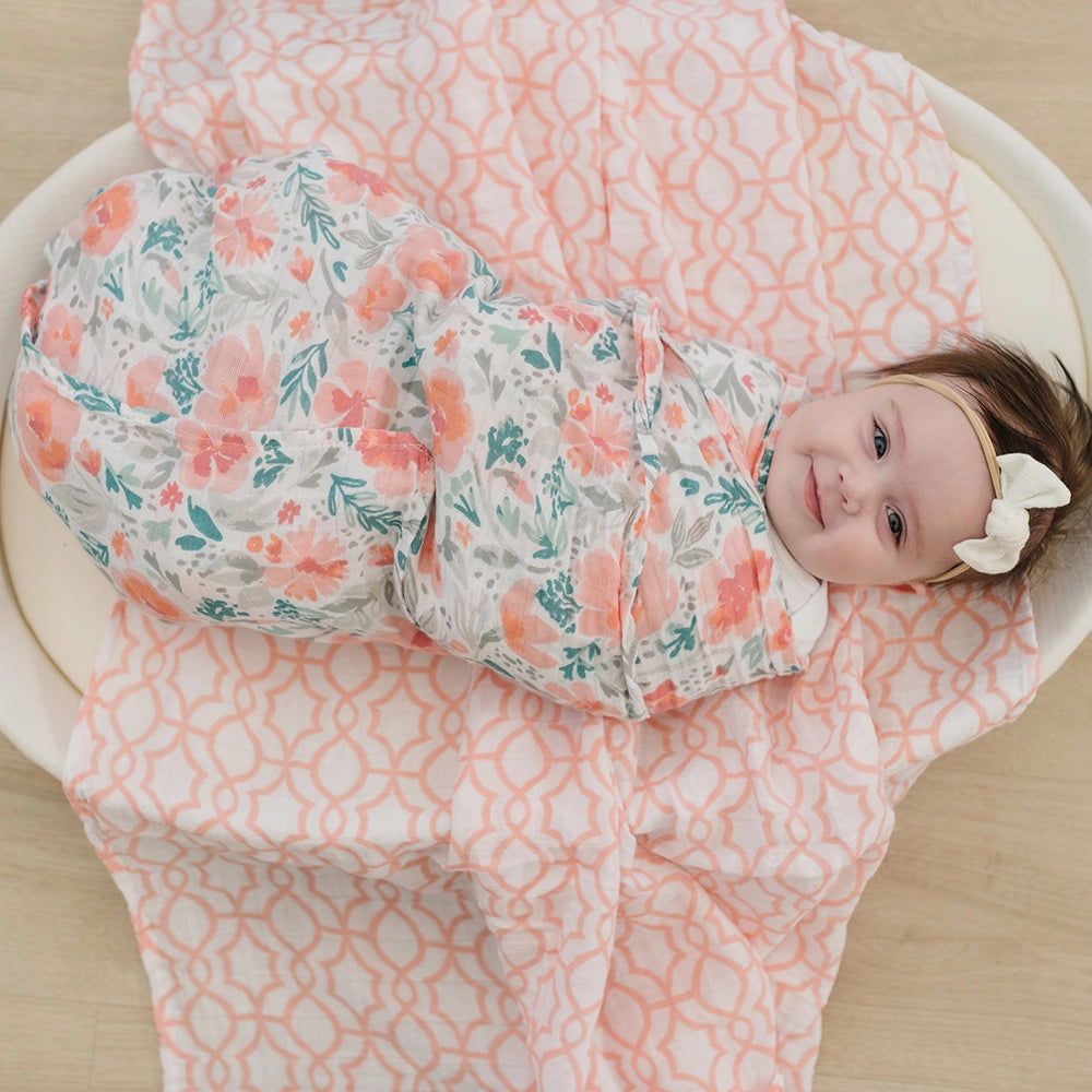 Floret + Trellis Classic Muslin Swaddle Blanket Set  - Doodlebug's Children's Boutique