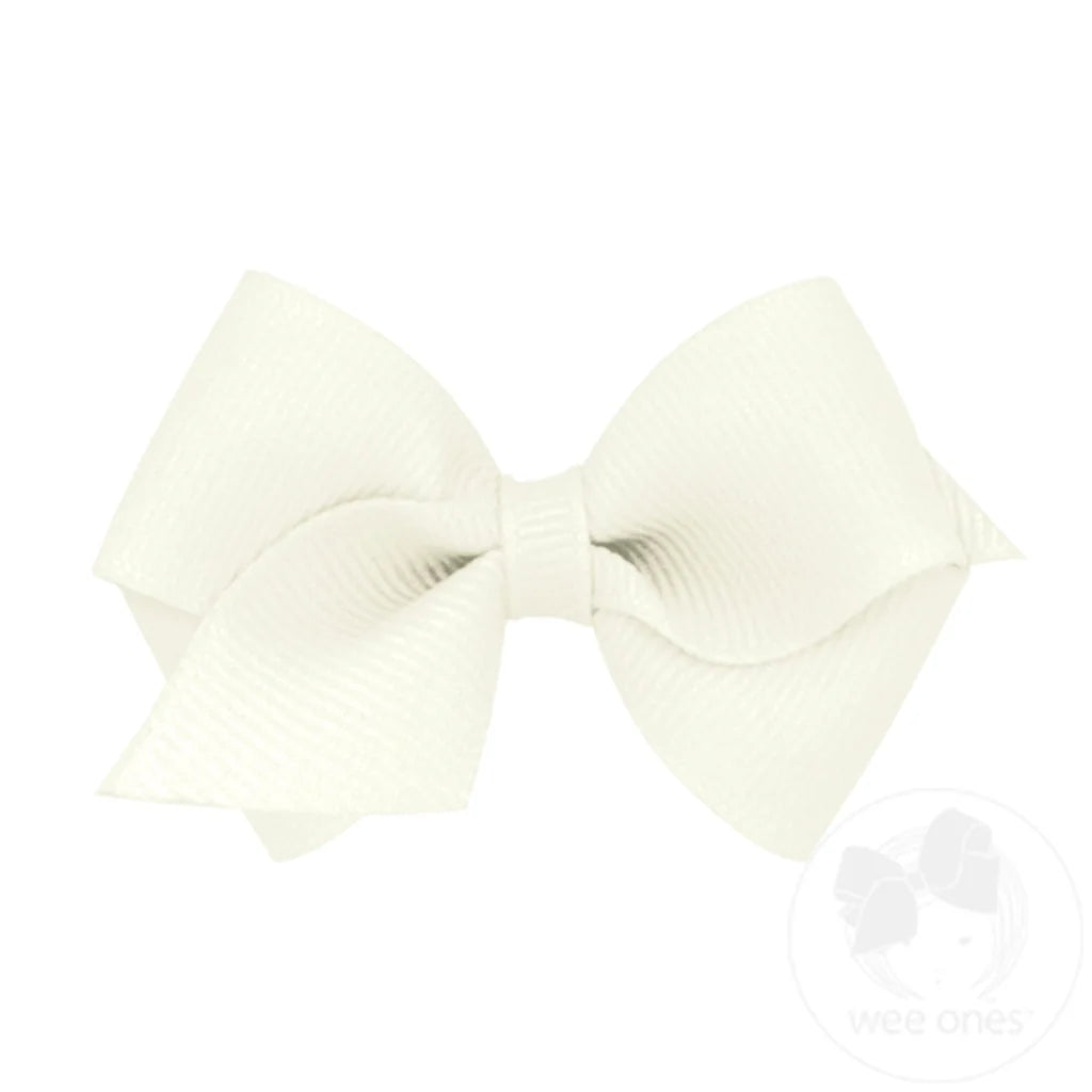 Wee Classic Grosgrain Bow in Antique White