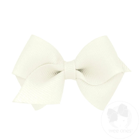 Wee Classic Grosgrain Bow in Antique White - Doodlebug's Children's Boutique