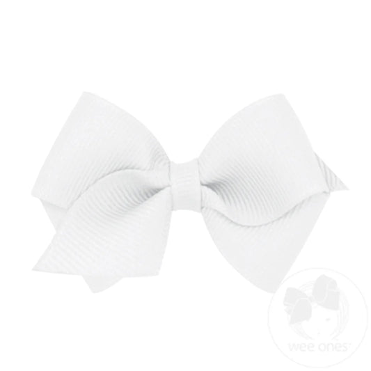Wee Classic Grosgrain Bow in White - Doodlebug's Children's Boutique