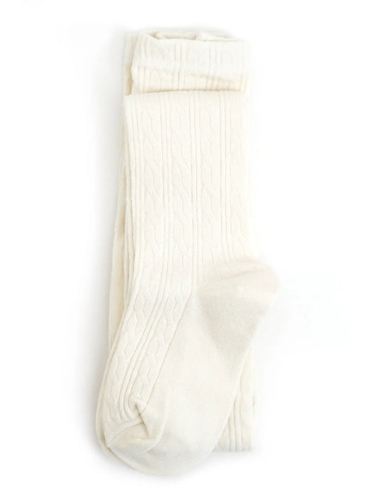 Cable Knit Tights in Ivory  - Doodlebug's Children's Boutique