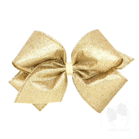 King Party Glitter Hair Bow in Champagne  - Doodlebug's Children's Boutique