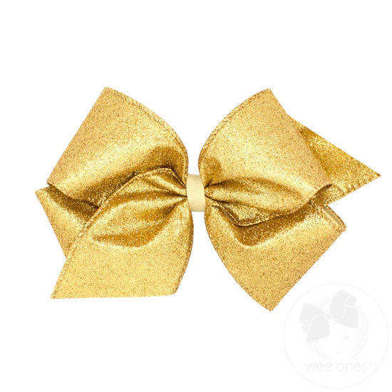 King Party Glitter Hair Bow in Gold  - Doodlebug's Children's Boutique
