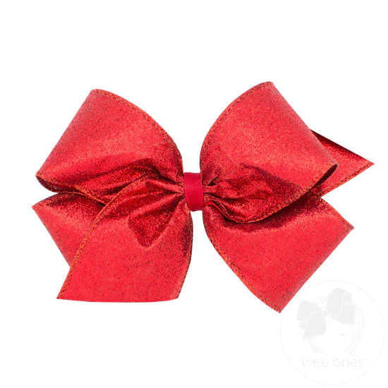 King Party Glitter Hair Bow in Red  - Doodlebug's Children's Boutique