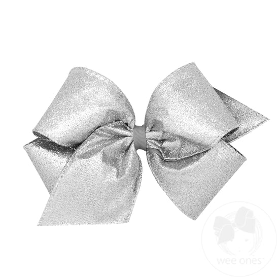King Party Glitter Hair Bow in Silver  - Doodlebug's Children's Boutique