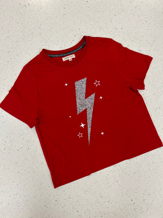 Lightning Bolt Cropped Tee  - Doodlebug's Children's Boutique