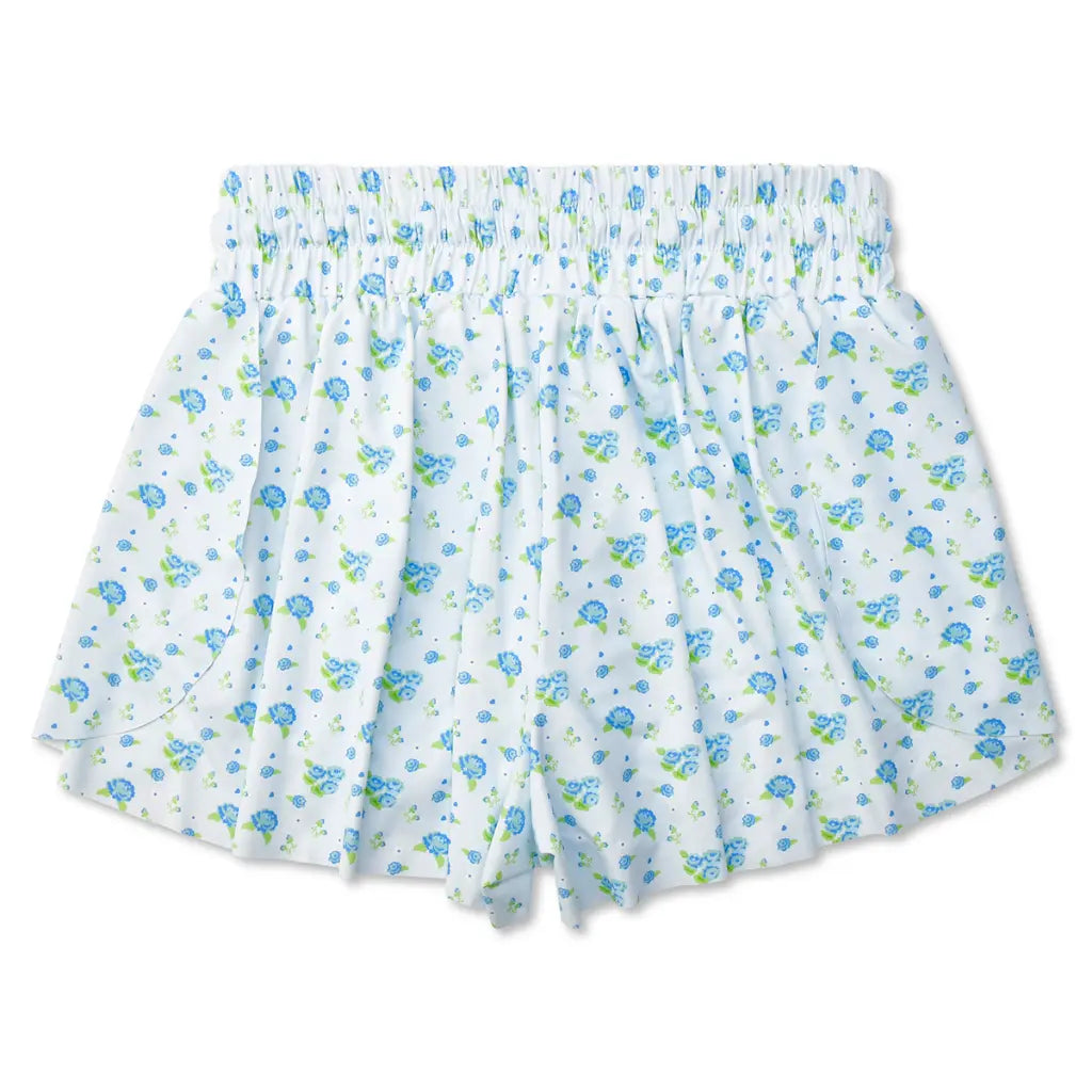 Blue Floral Butterfly Shorts