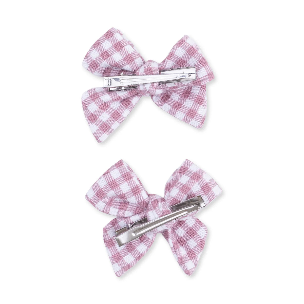 Berry Gingham 2 Pack Bow Clips