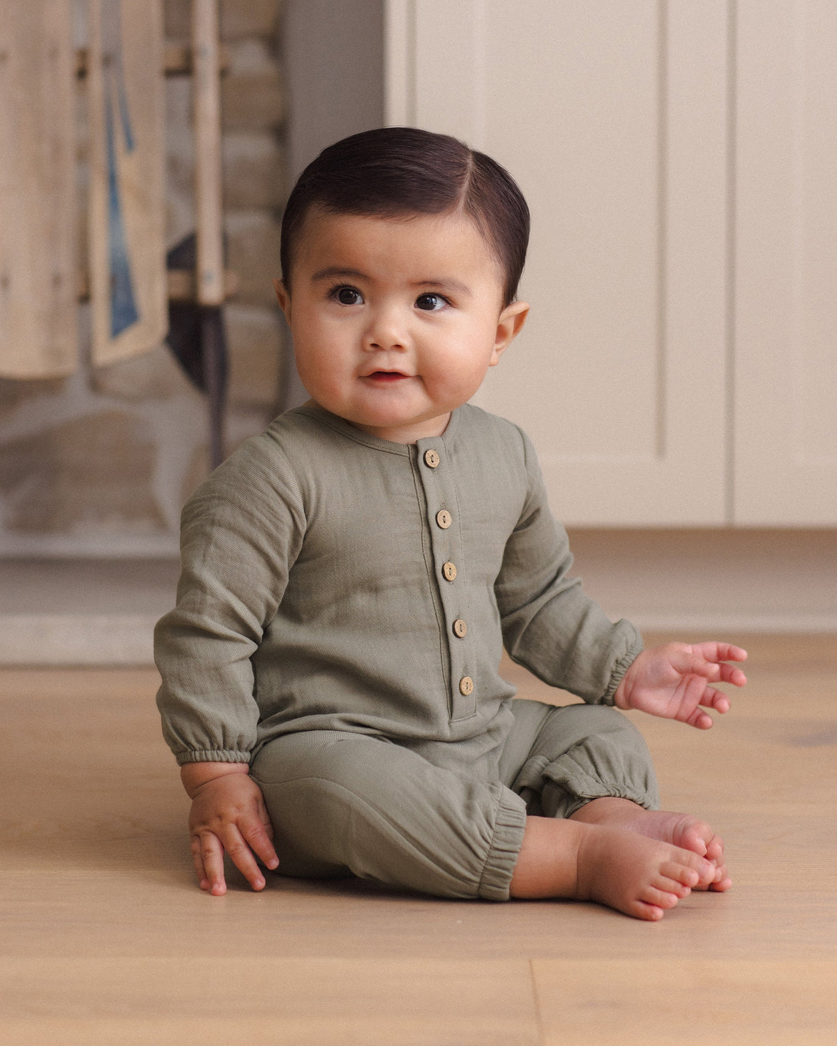 Woven Jumpsuit in Spruce - Doodlebug's Children's Boutique