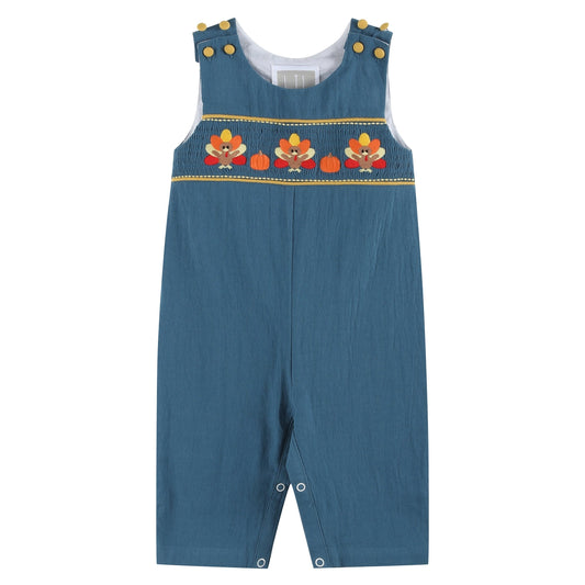 Turkey Smocked Overalls - Doodlebug's Children's Boutique