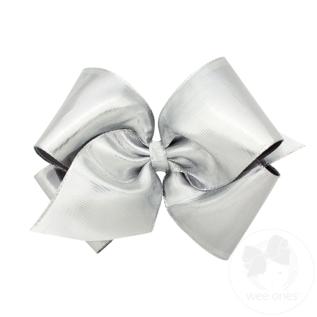 Metallic Overlay King Bow in Silver - Doodlebug's Children's Boutique
