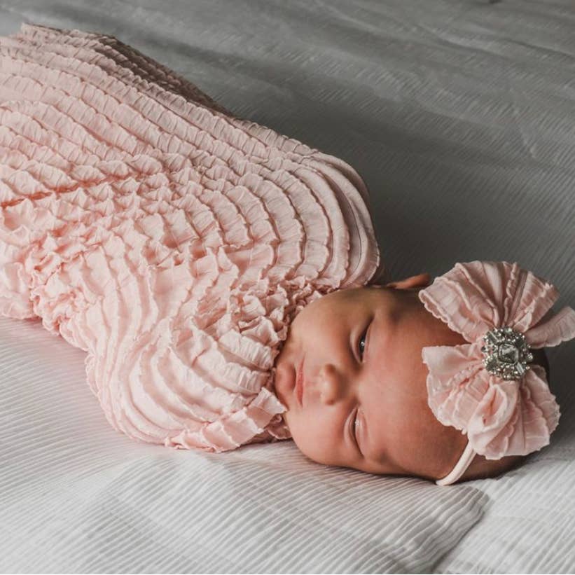 Swaddle Blanket & Mini Pearl Headband Set - Doodlebug's Children's Boutique