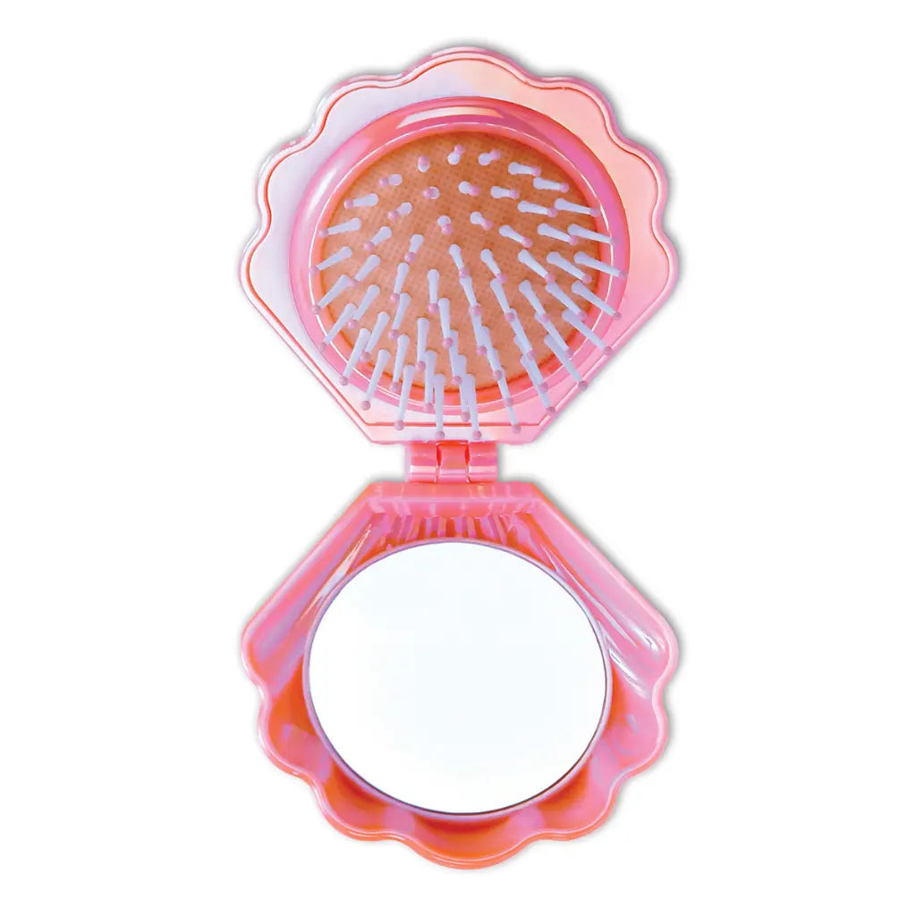 Mermaid Vibes Pop-Up Shell Mirror & Hair Brush - Doodlebug's Children's Boutique