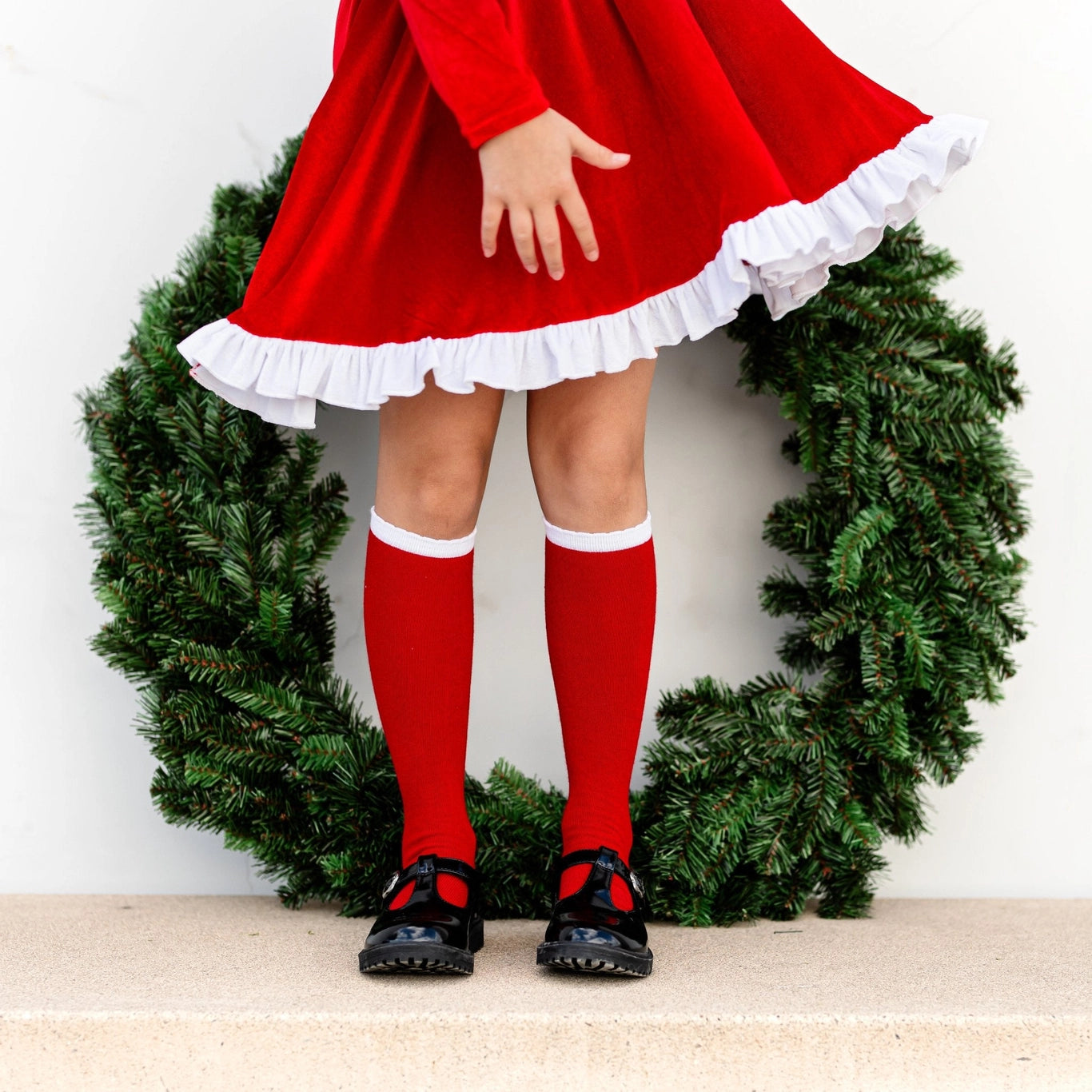 Santa Baby Scalloped Knee High Socks  - Doodlebug's Children's Boutique