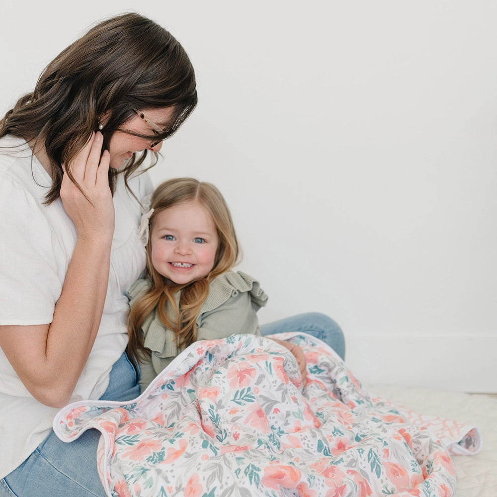 Floret + Trellis Classic Muslin Snuggle Blanket  - Doodlebug's Children's Boutique