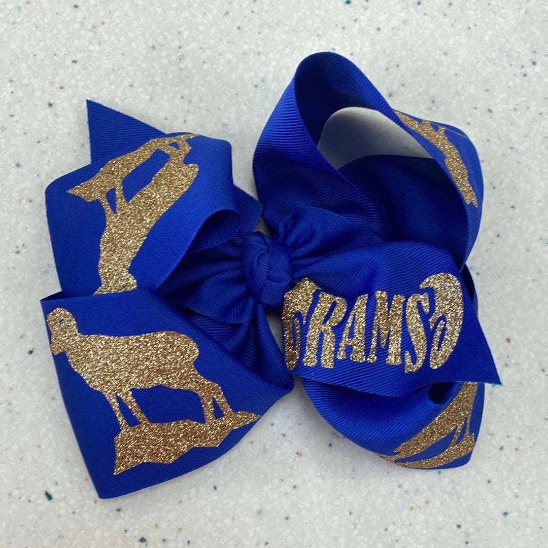 Blue Lakeside Rams Bow Rams - Doodlebug's Children's Boutique