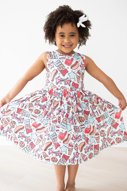 Red, White, & BBQ Tank Twirl Dress  - Doodlebug's Children's Boutique