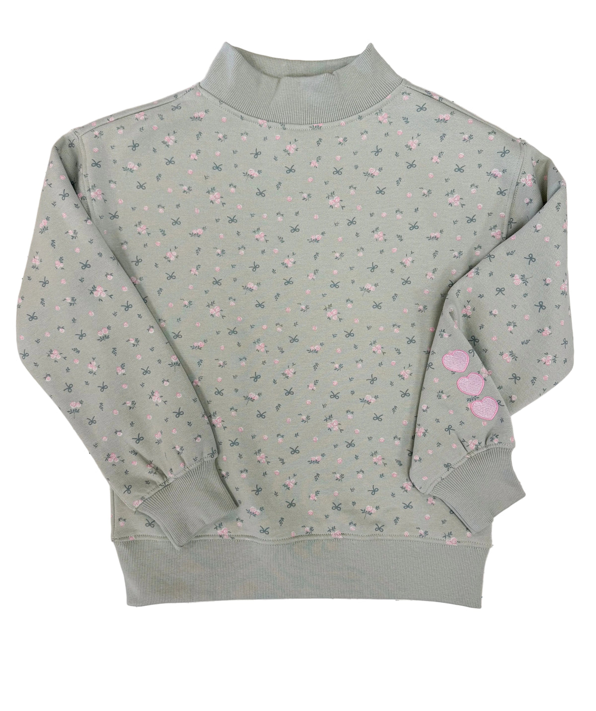Floral Print Mockneck Sweatshirt & Shorts Set
