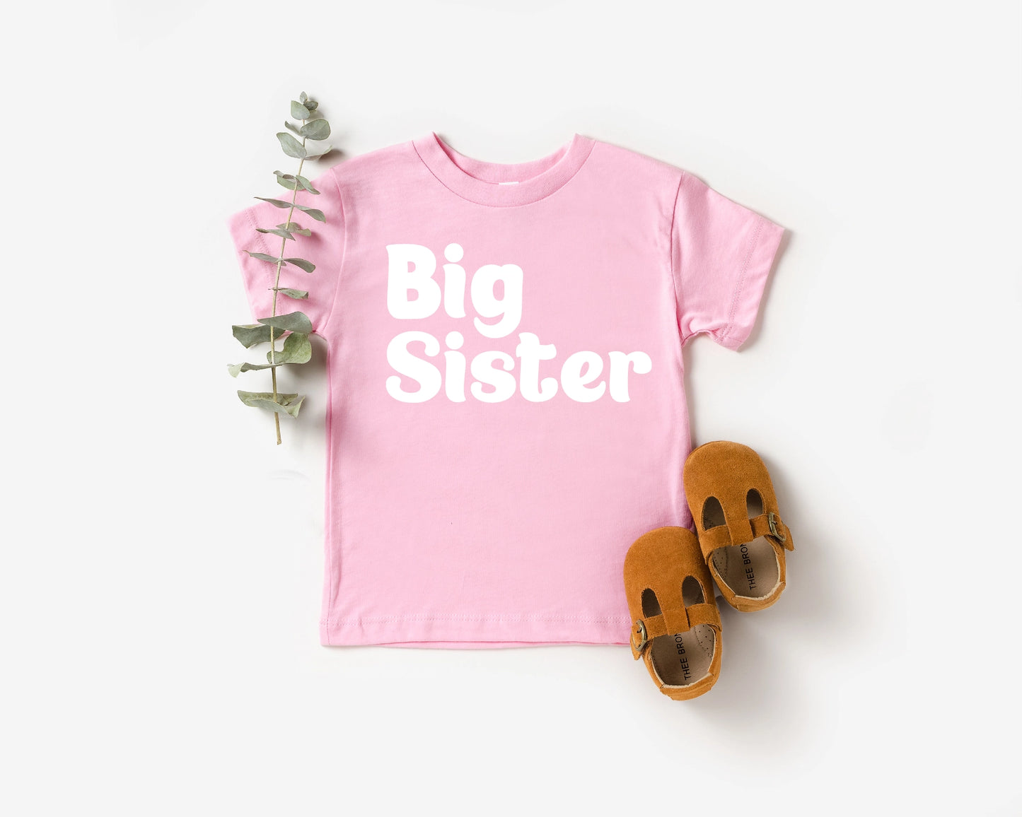 Light Pink & White Big Sister Tee - Doodlebug's Children's Boutique