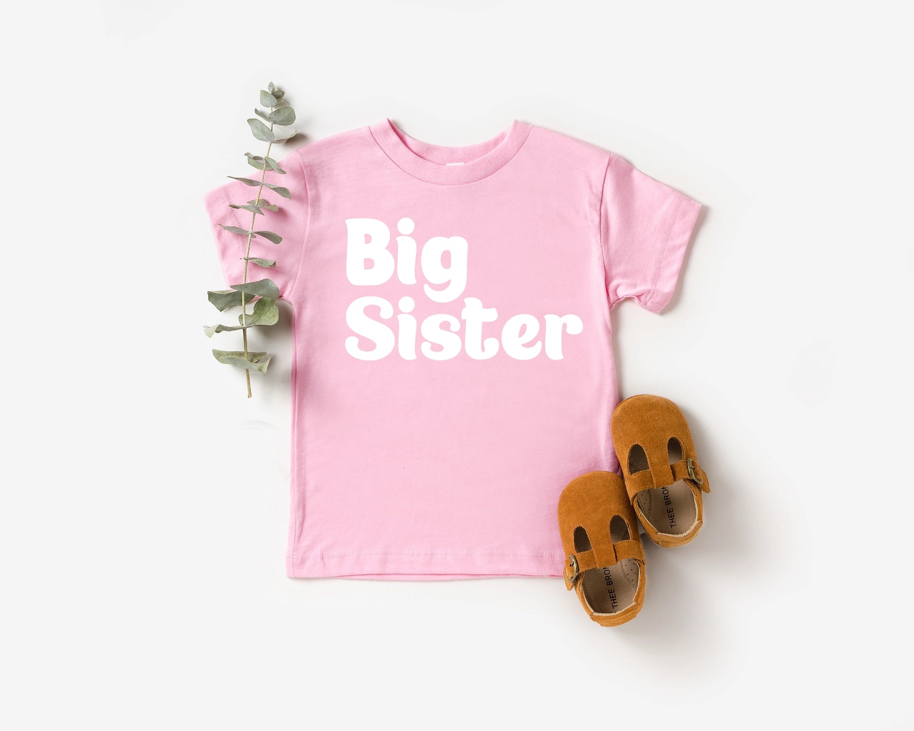 Light Pink & White Big Sister Tee - Doodlebug's Children's Boutique