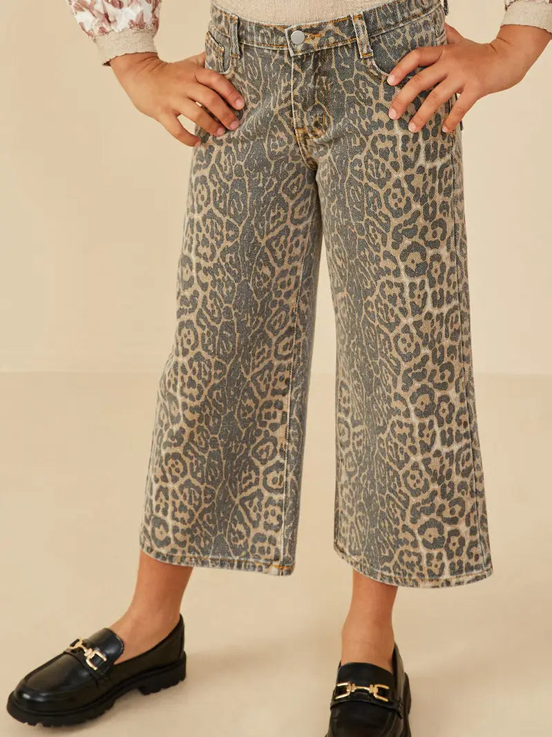 Washed Leopard Relaxed Fit Denim - Doodlebug's Children's Boutique