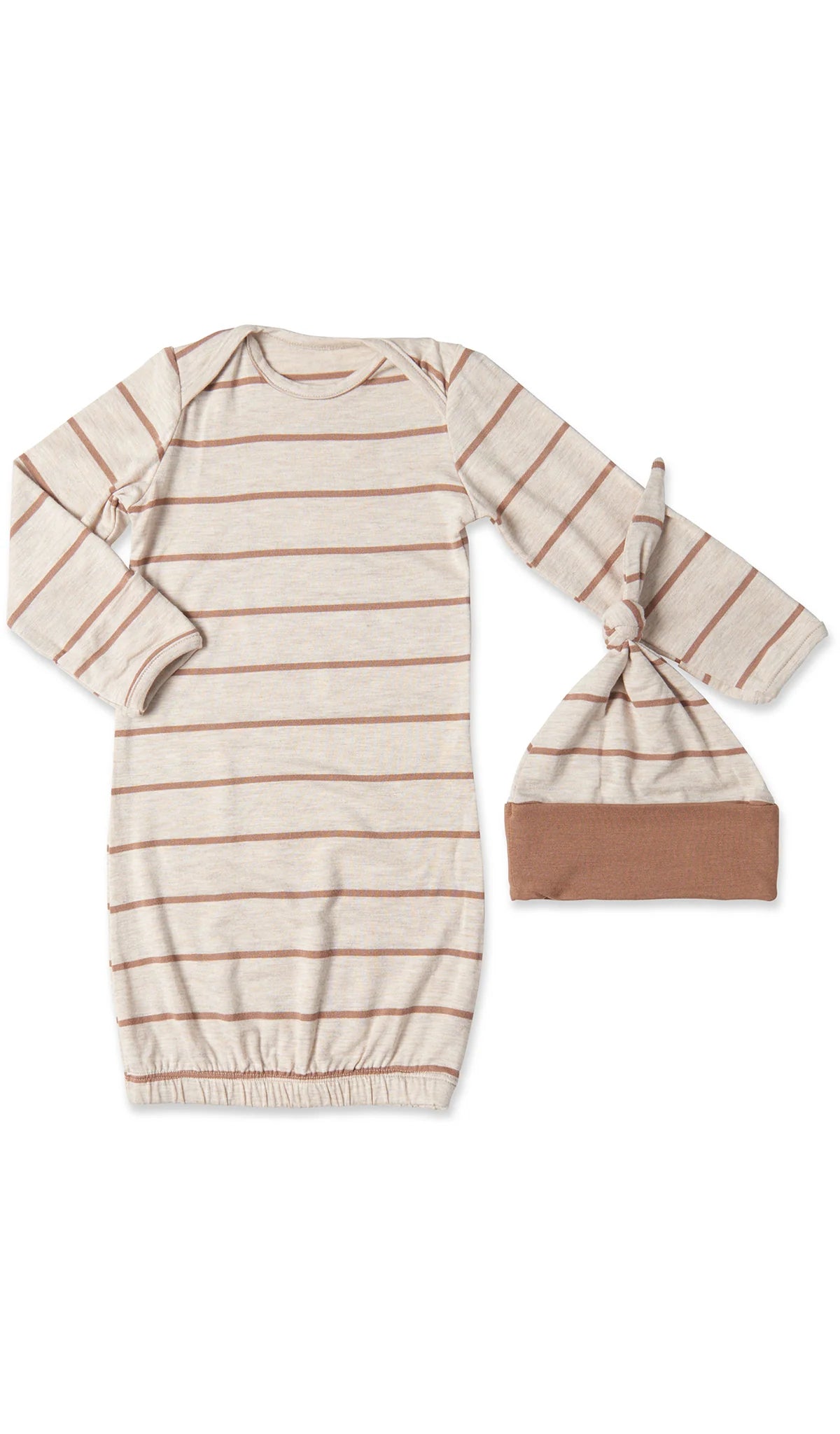 Mocha Stripe Gown Set  - Doodlebug's Children's Boutique