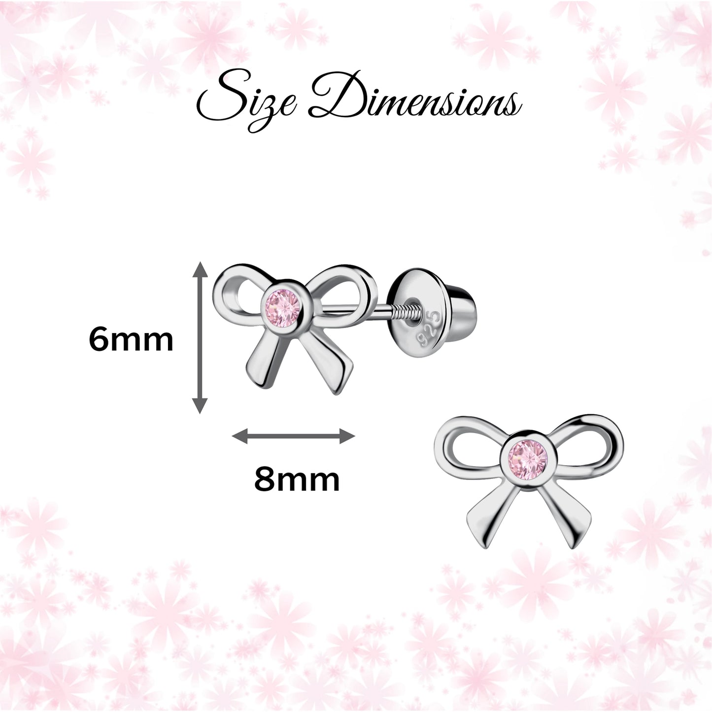 Sterling Silver Pink Bow Screw-Back Earrings - Doodlebug's Children's Boutique