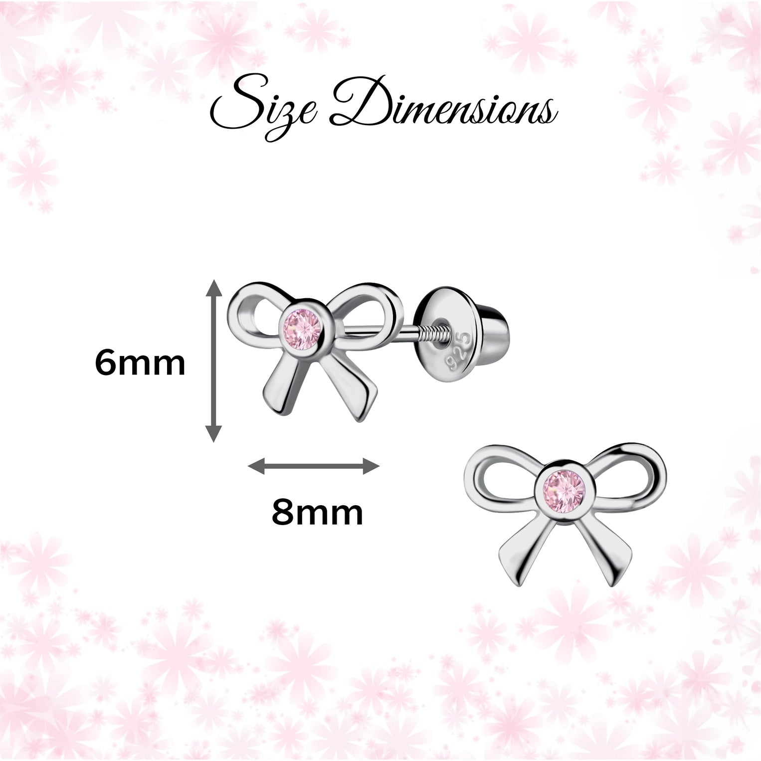 Sterling Silver Pink Bow Screw-Back Earrings - Doodlebug's Children's Boutique