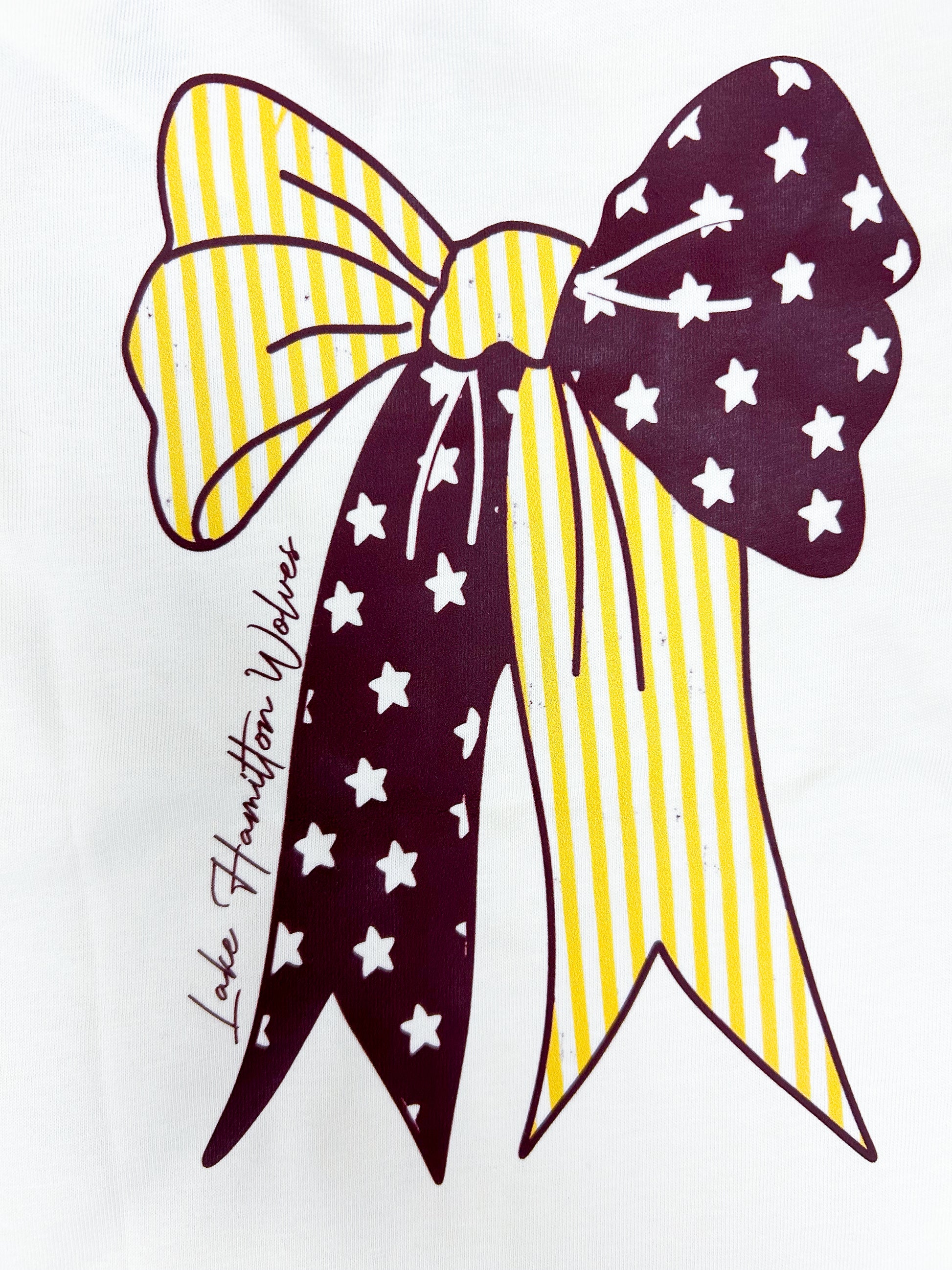 Lake Hamilton Wolves Bow Tee - Doodlebug's Children's Boutique