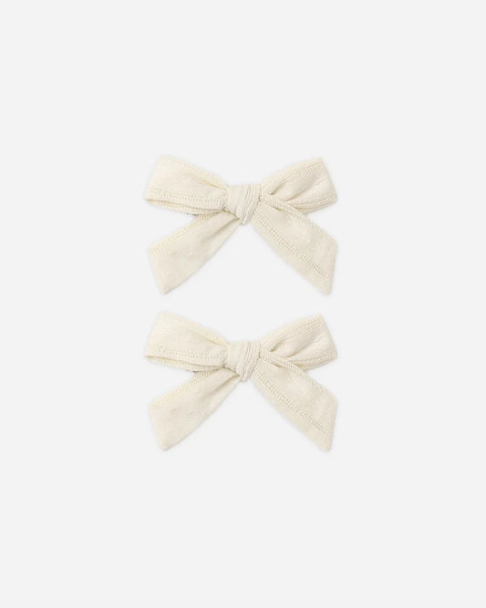 Set of Two Bows in Natural - Doodlebug's Children's Boutique