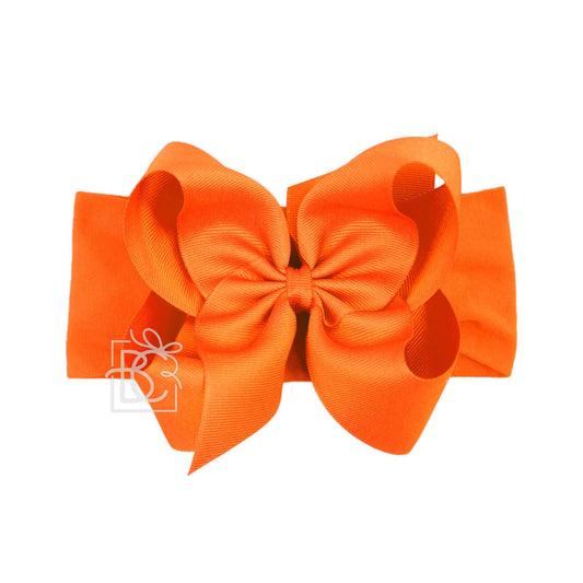 Wide Nylon Headband with Huge Bow in Orange - Doodlebug's Children's Boutique