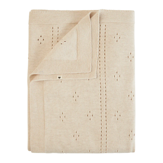 Ivory Knitted Pointelle Blanket