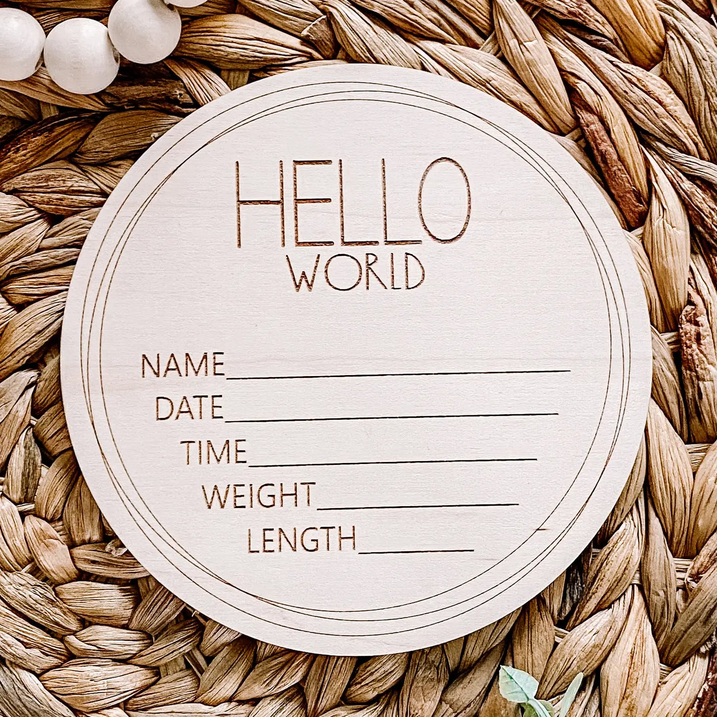 Hello World Natural Wood Stat Plaque - Doodlebug's Children's Boutique