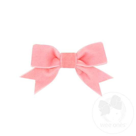 Velvet Two-Loop Mini Bow in Blush - Doodlebug's Children's Boutique