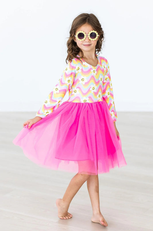 Smiling Daisies Long Sleeve Tutu Dress  - Doodlebug's Children's Boutique