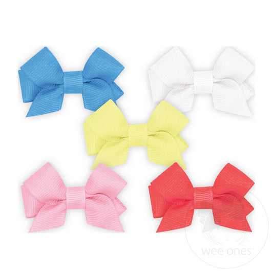 Set of Five Tiny Front-Tail Grosgrain Bows - Doodlebug's Children's Boutique