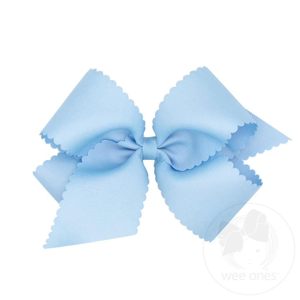 King Grosgrain Bow with Scalloped Edge in Millennium Blue - Doodlebug's Children's Boutique